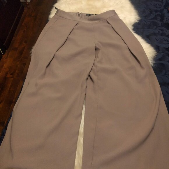 Topshop Wide Leg Crop Taupe Pants - Picture 4 of 5